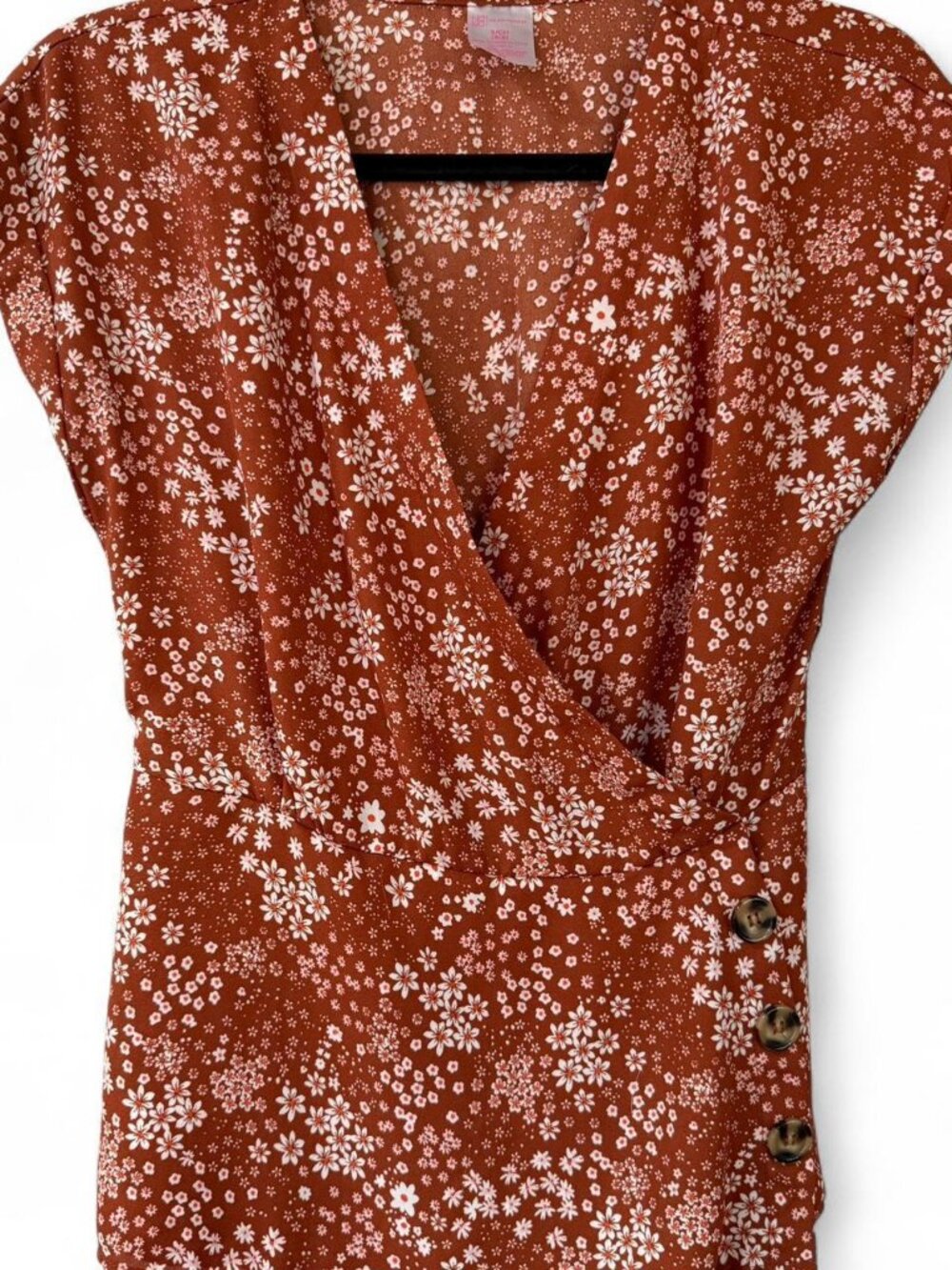 No Boundaries Burnt Orange Floral Wrap Top